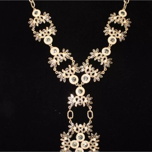 Amazing New Gold Rhinestone Statement Necklace by Punch NWT 22" - Picture 2 of 4